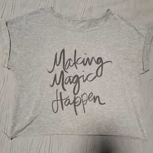 Women's Gray Graphic Tee Crop Top - Making Magic Happen